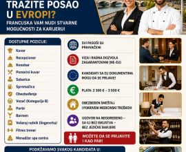 Rad u Francuskoj: Pozicija dostupna uz zagarantovanu vizu i radnu dozvolu.