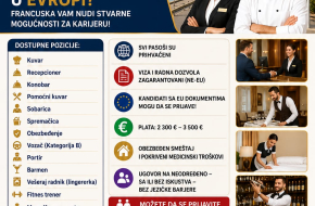 Rad u Francuskoj: Pozicija dostupna uz zagarantovanu vizu i radnu dozvolu.